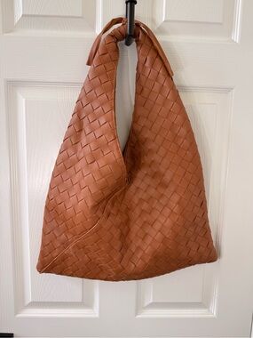 Moda Luxe Woven Shoulder Bag in Cognac Brown